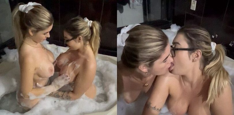 Gabi Tamiris e Debora Peixoto oscamuflados nuas em hidromassagem se beijando lésbicas
