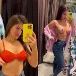Samara Oliveira samyofc mostrou os peitos grandes em provador de roupas