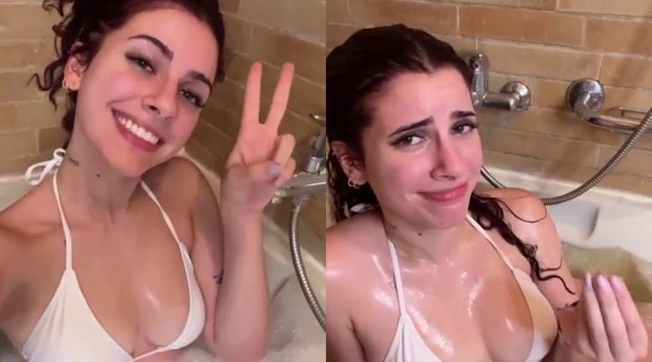 Catarina Paolino seminua banho de biquini em novo video do Onlyfans